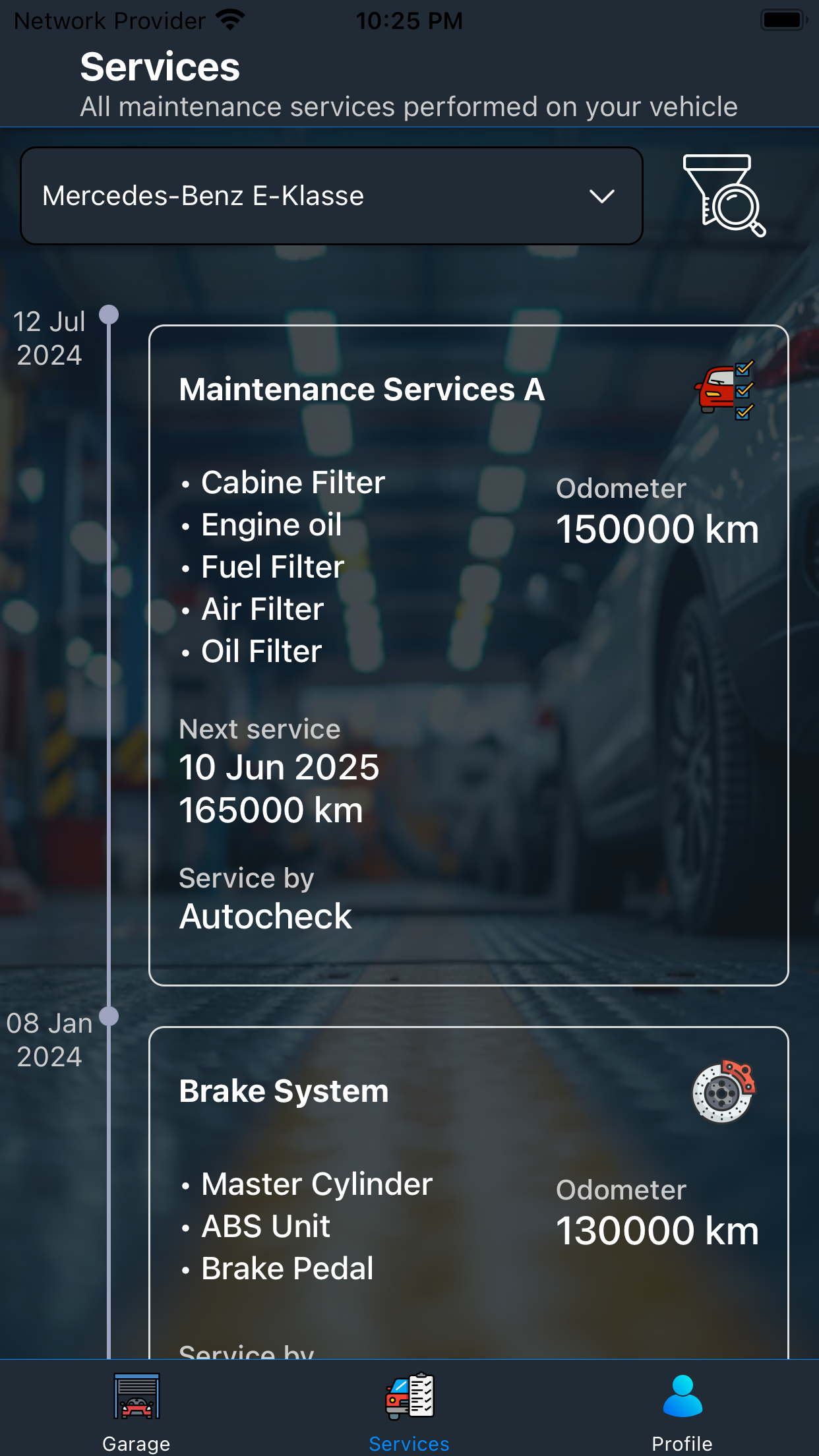 Track your vehicle's maintenance history
